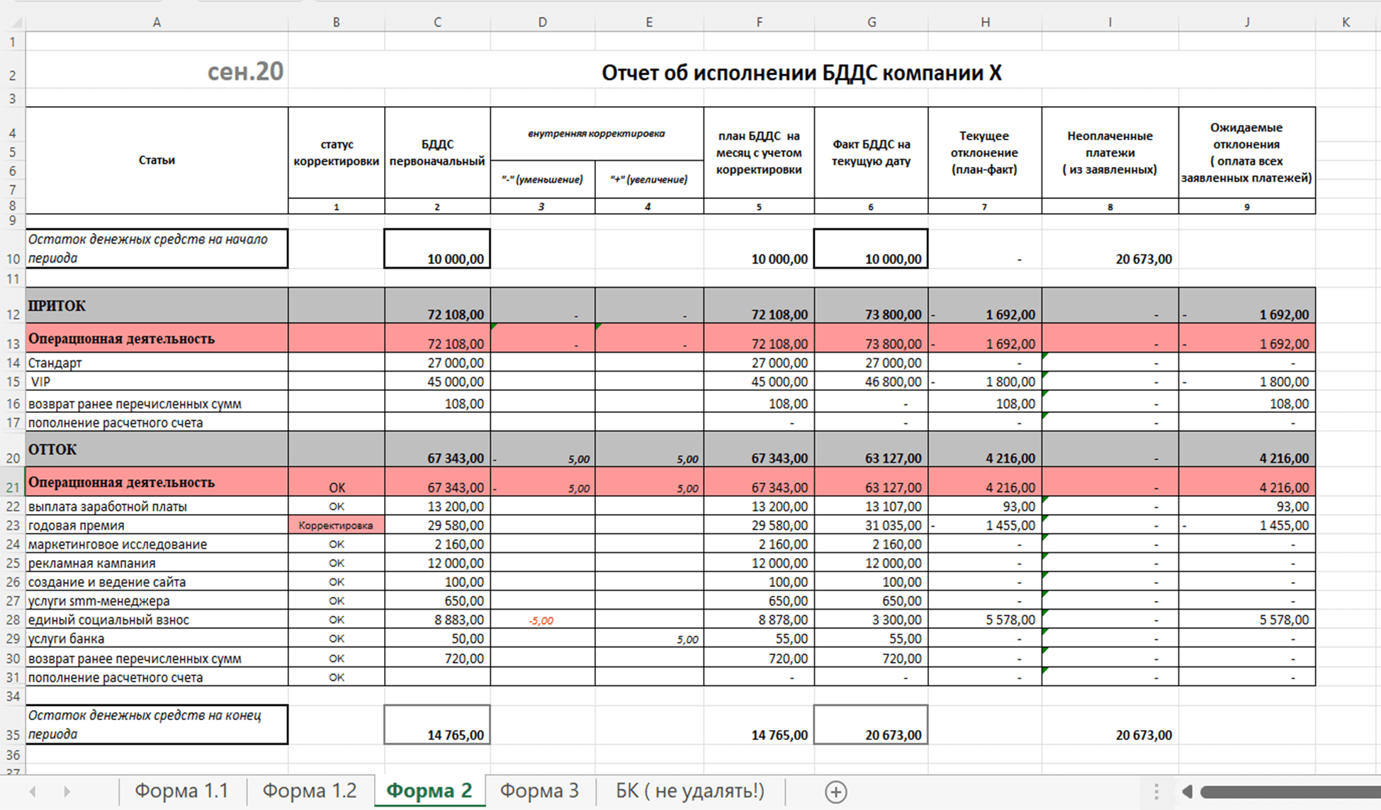 Реестр платежей образец excel